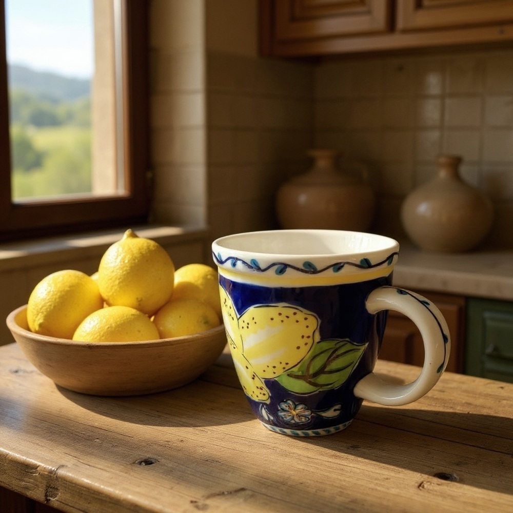 Starbucks vintage Italian lemon hand painted mug circa 2002.